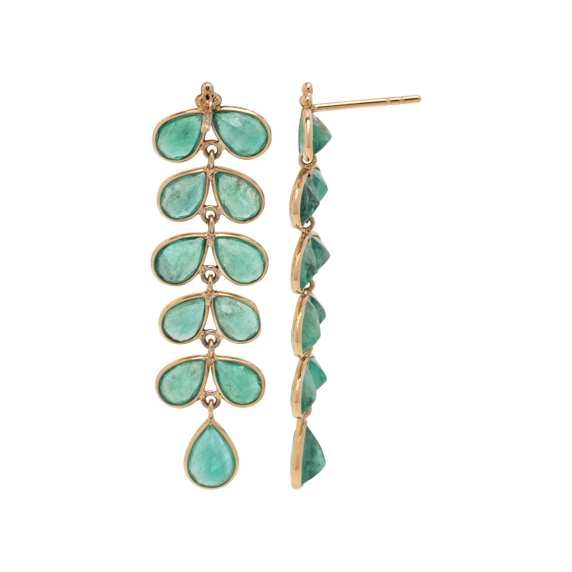 YELLOW GOLD AND EMERALD EARRINGS