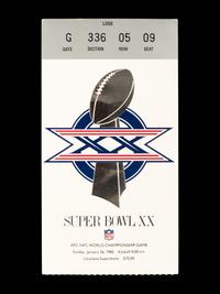 A January 26, 1986 Chicago Bears Super Bowl XX Ticket Stub (Bears 46, Patriots 10)
