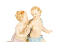 A Meissen Porcelain Figural Group of Two Putti — 19th Century