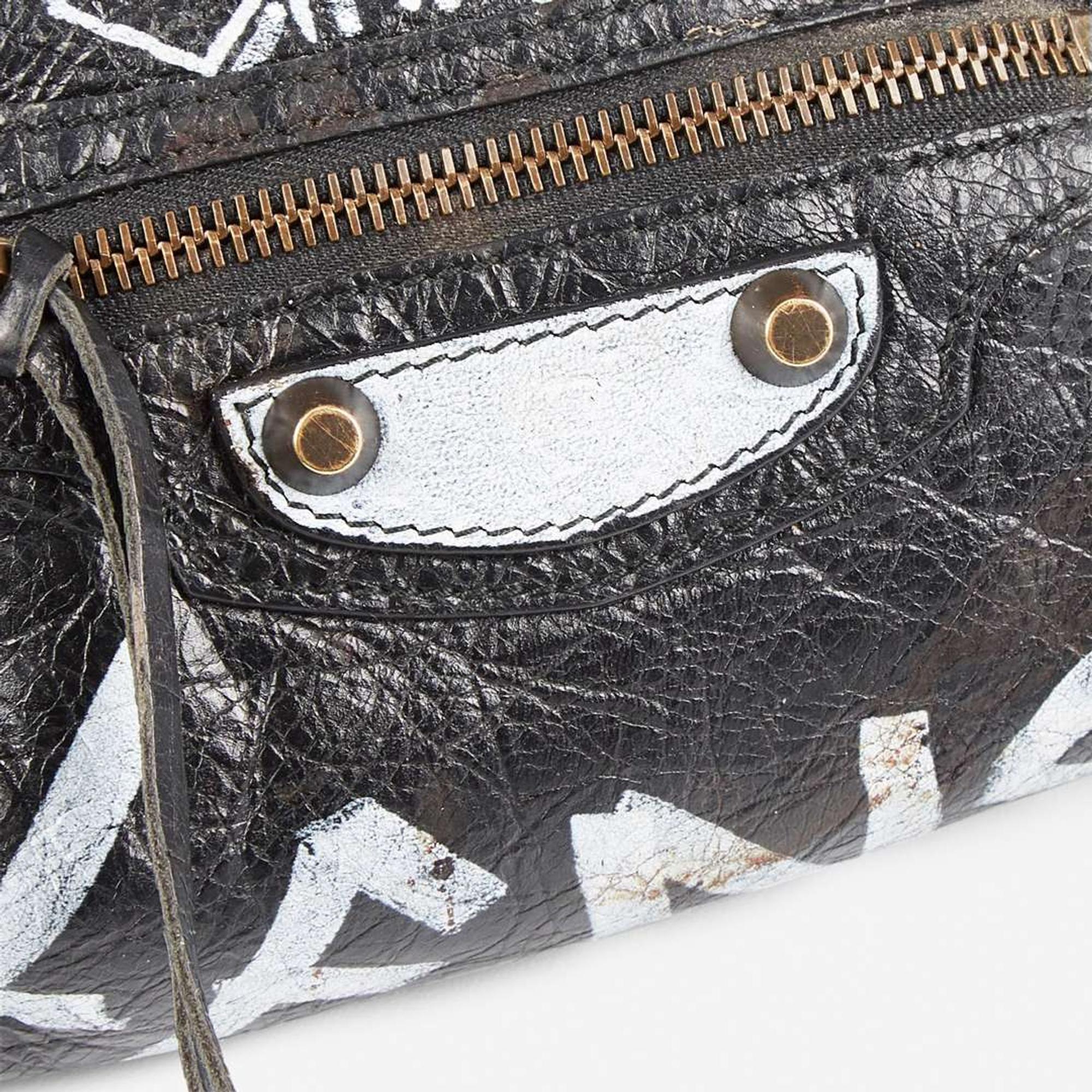Balenciaga Agneau Classic Hardware Graffiti All Over S City in Black Balenciaga