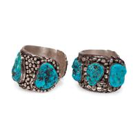 Navajo Silver and Turquoise Cuff Bracelets