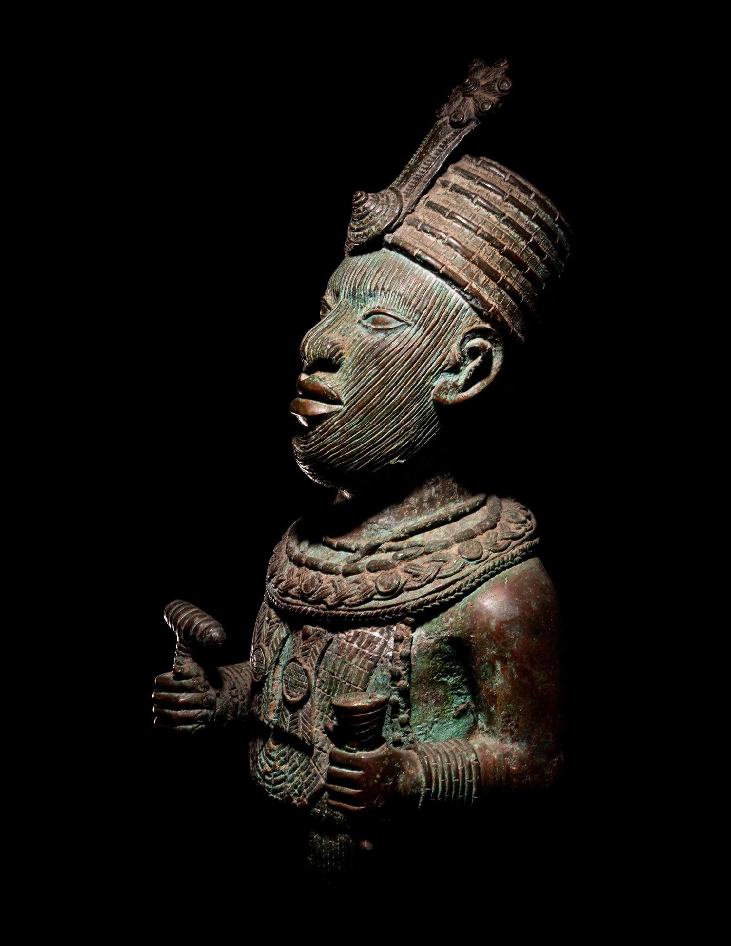 A Benin Style Bronze Bust of an Ife Ruler