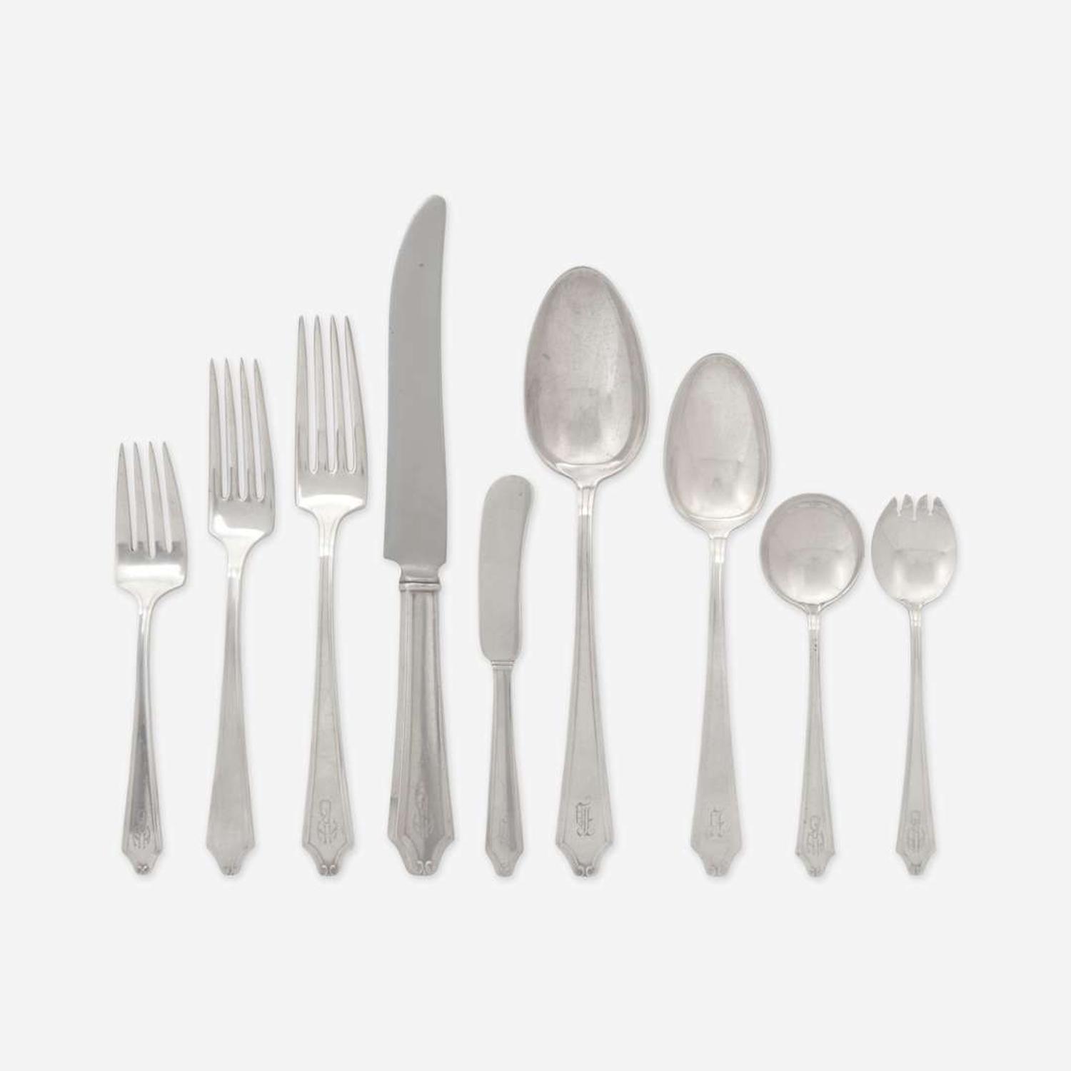 An assembled sterling silver flatware service in the "Minuet" pattern International Silver Co., Meriden, CT, 20th century