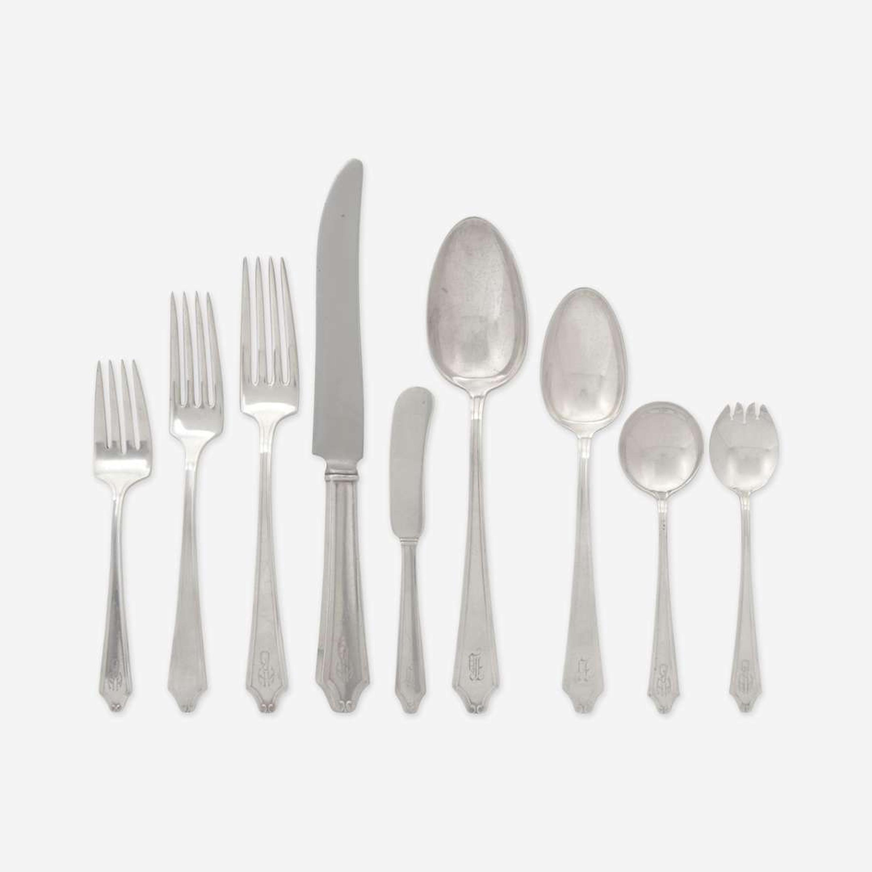 An assembled sterling silver flatware service in the "Minuet" pattern International Silver Co., Meriden, CT, 20th century