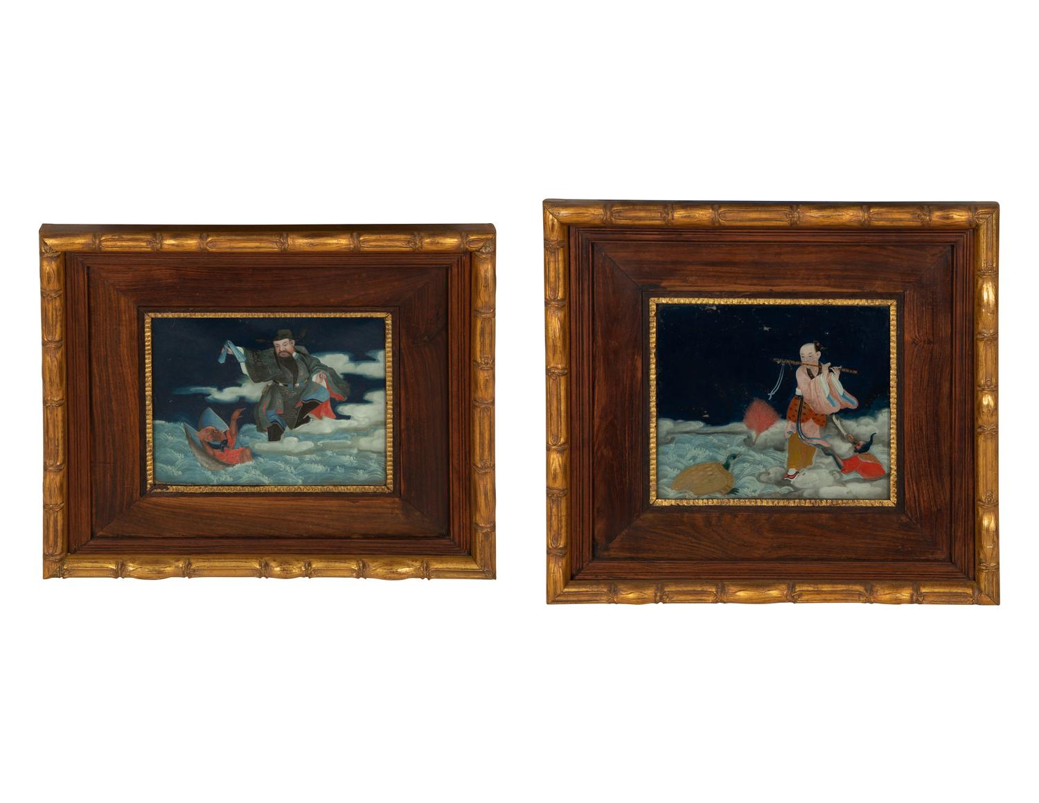 A Pair of Chinese Reverse Paintings on Glass