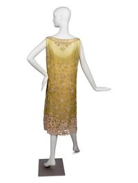 Callot Soeurs Green Silk Dress with Lace, 1920s