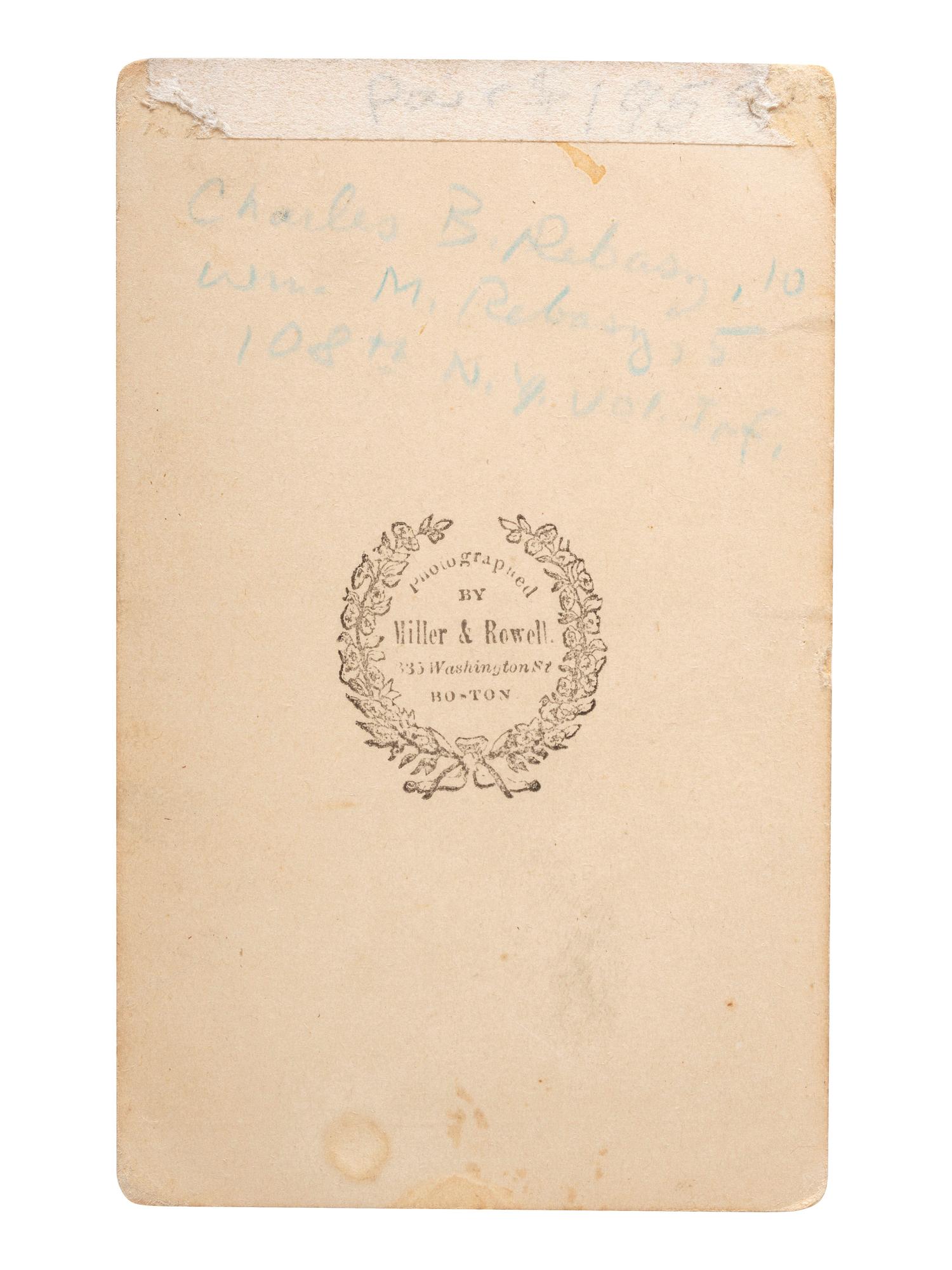 [CIVIL WAR]. MILLER & ROWELL, photographers. CDV of Union drummer boys, Charles & William Rebasz, 108th New York Volunteers. Boston, MA.
