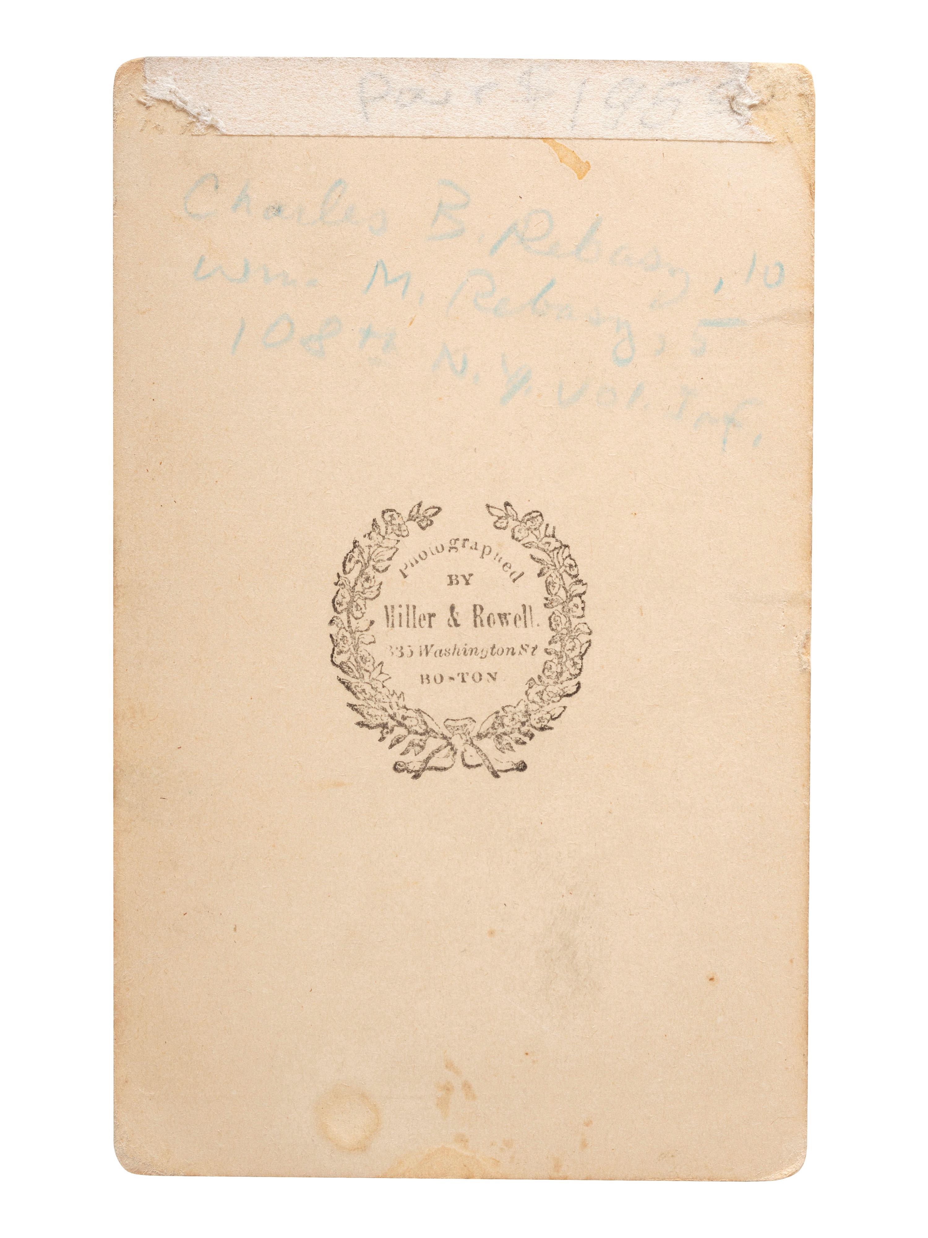 [CIVIL WAR]. MILLER & ROWELL, photographers. CDV of Union drummer boys, Charles & William Rebasz, 108th New York Volunteers. Boston, MA.