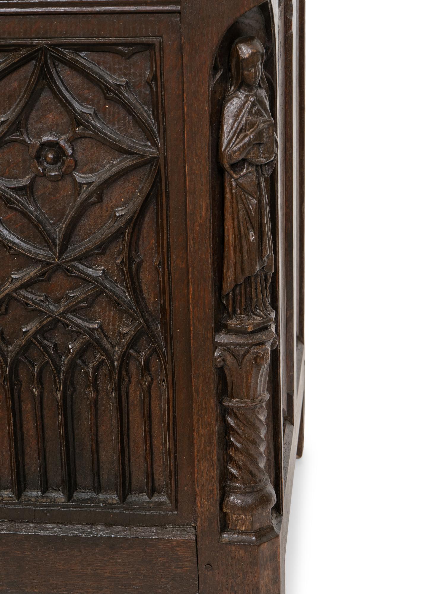 A French Gothic Revival Carved Oak Coffer