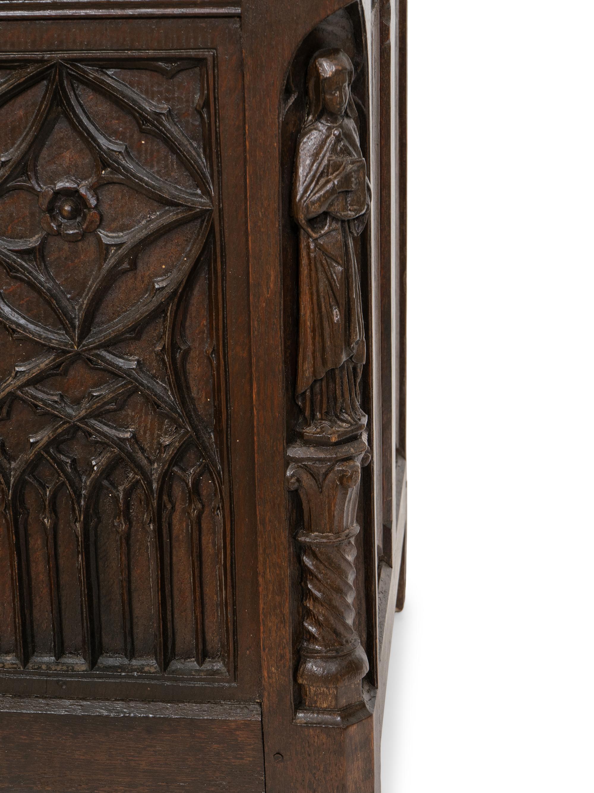 A French Gothic Revival Carved Oak Coffer