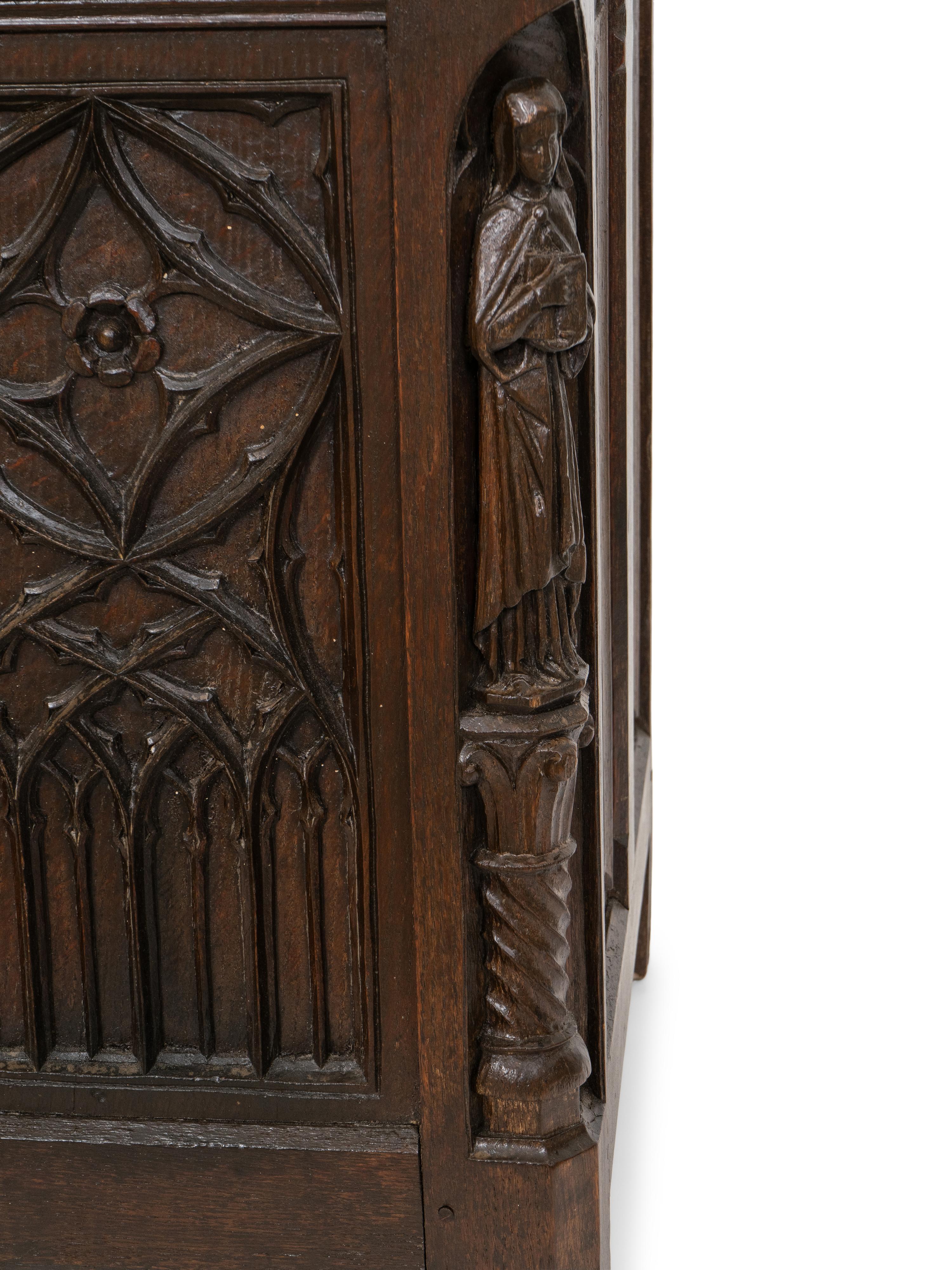 A French Gothic Revival Carved Oak Coffer