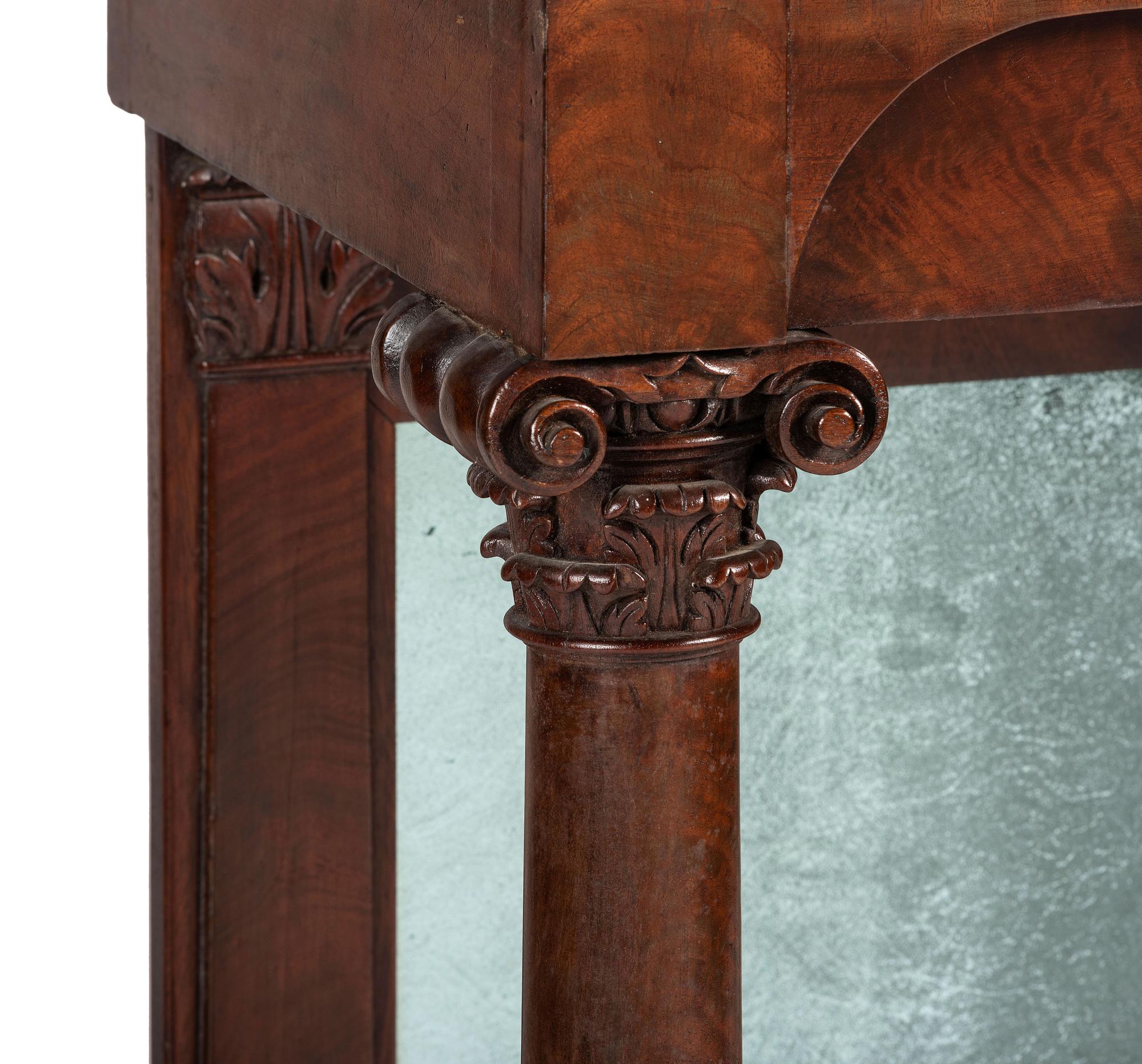 A Classical Carved and Veneered Walnut Marble Top Pier Table