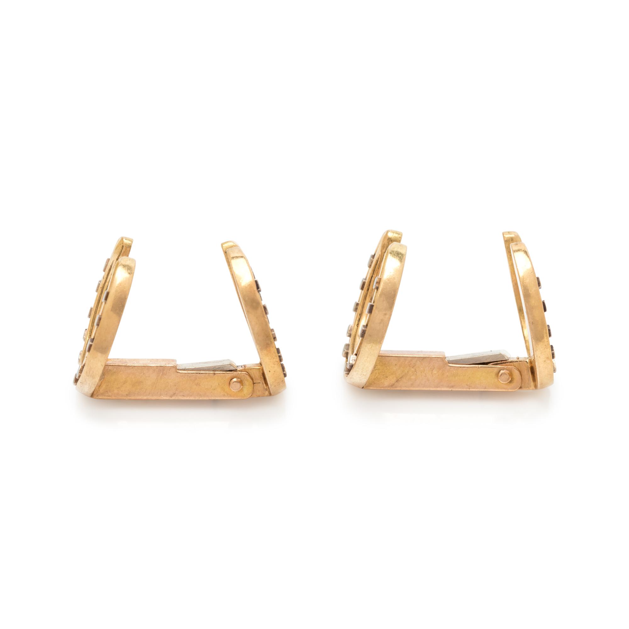 HERMES, BICOLOR GOLD HORSESHOE CUFFLINKS