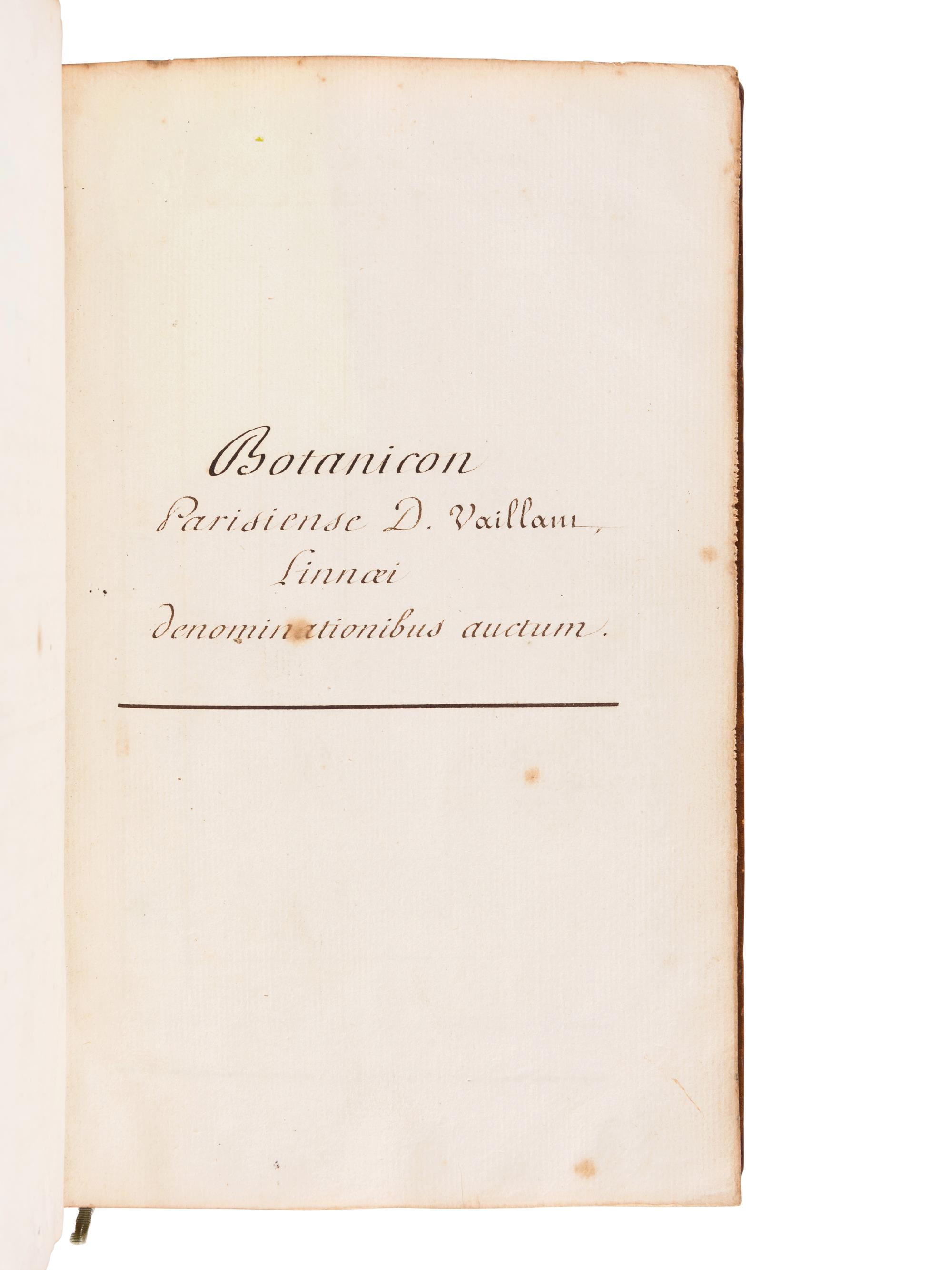 [MANUSCRIPT - BOTANICAL] -- [VAILLANT, Sébastien (1662-1759)]. MÉRAT, Laurent Germain (1712-1790). "Botanicum parisiense, operis majoris prodituri prodromus." [France]: n.p., n.d.