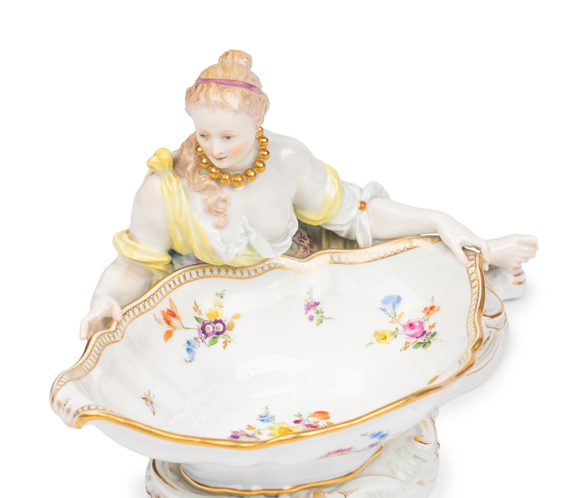 Two Meissen Porcelain Figural Sweetmeat Dishes