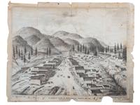 [WESTERN AMERICANA] -- [CALIFORNIA]. A group of 2 items identified to B.J. Conrad, incl. ALS on illustrated letter sheet featuring Weaverville, CA, and US passport to travel in the Chinese Empire.