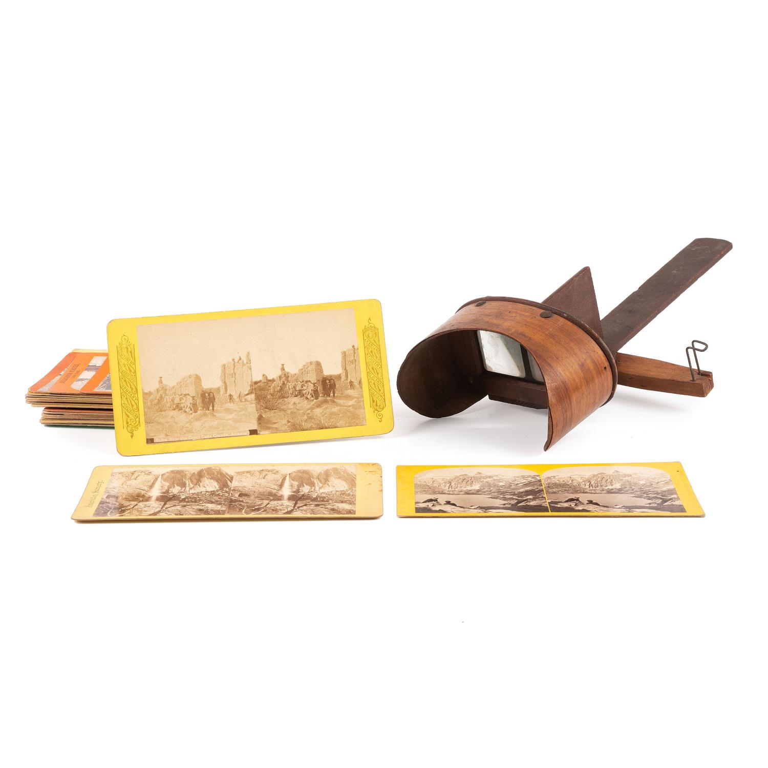 [EARLY PHOTOGRAPHY] -- [CRONAU, Rudolf]. Stereoscope and 20 stereoviews of the United States and abroad collected by artist Rudolf Cronau.