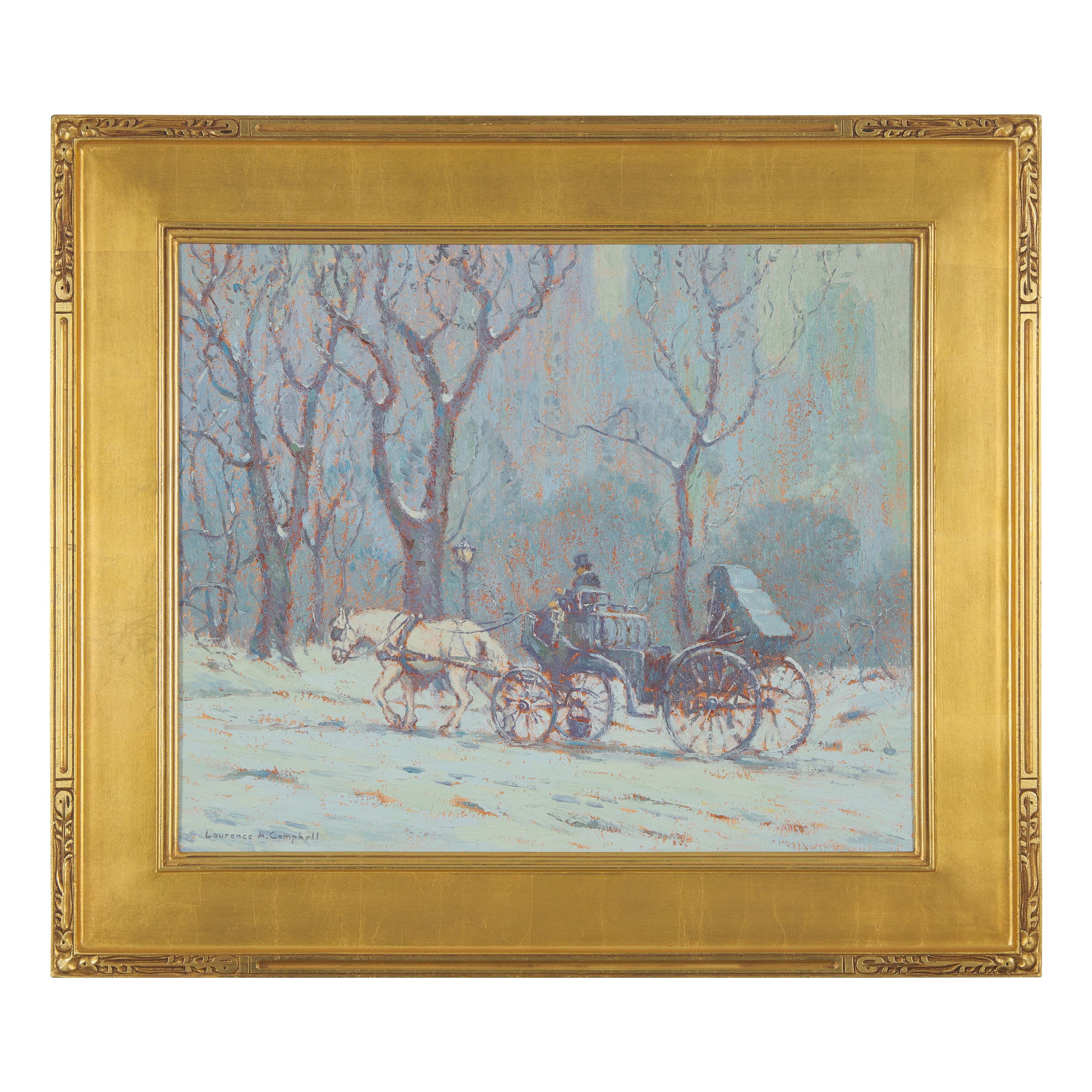 Laurence A. Campbell (American, 1939-2024) — Central Park (Carriage in the Snow), 1988
