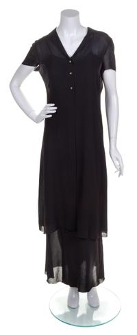 A Chanel Black Silk Gown Ensemble, Size 40.