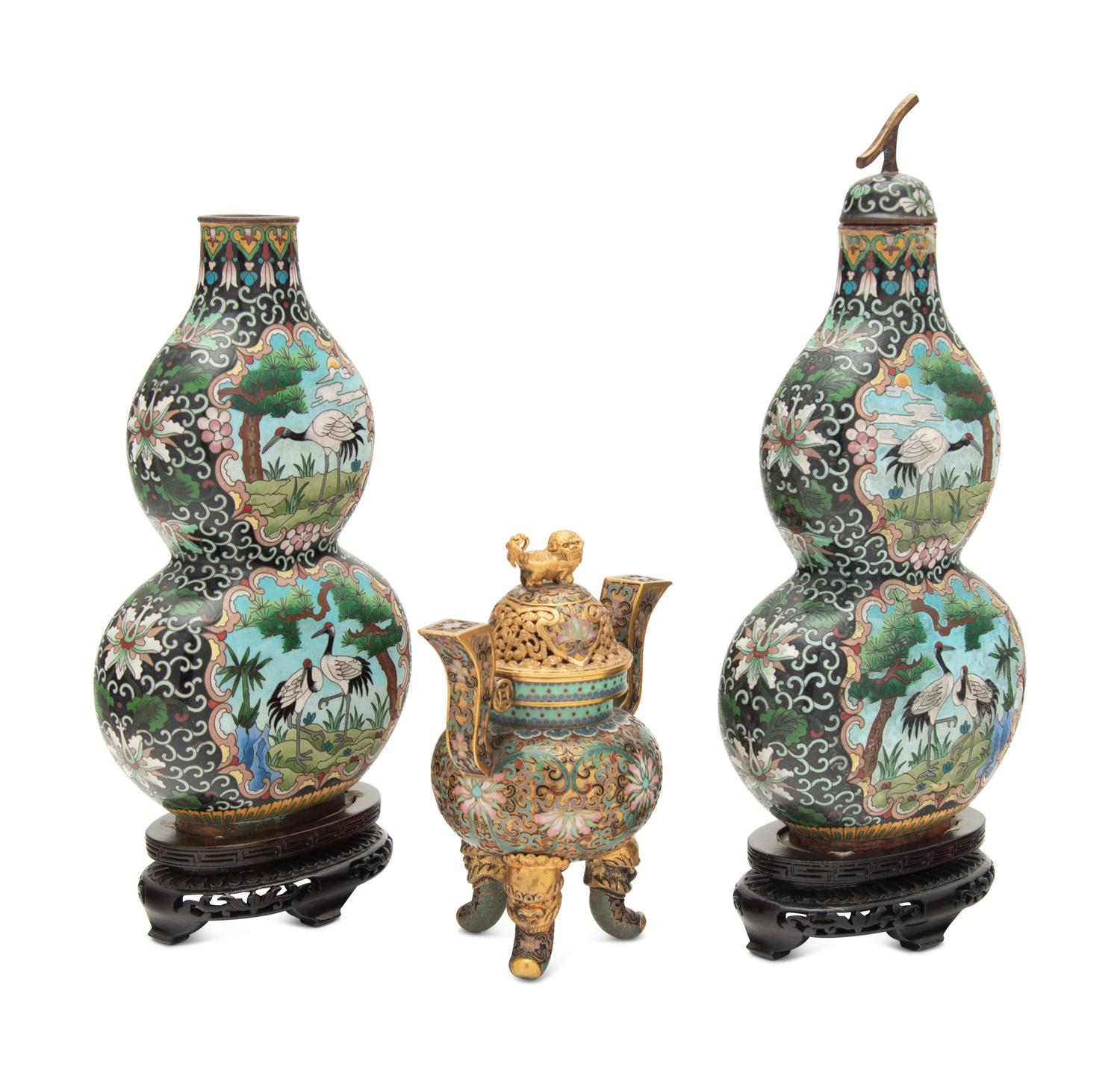 Three Chinese Cloisonné Enamel Vessels