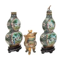 Three Chinese Cloisonné Enamel Vessels