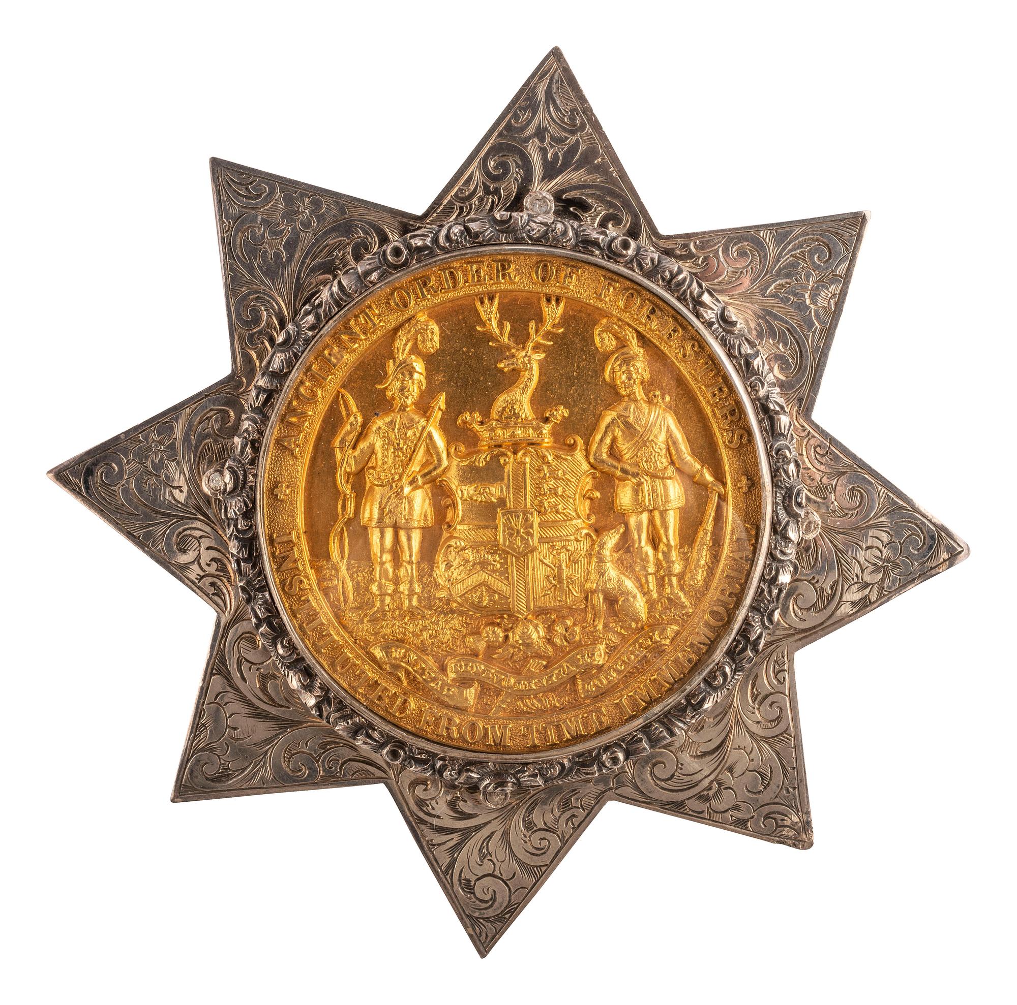 [FRATERNAL ORDERS]. Ancient Order of Foresters silver medal.