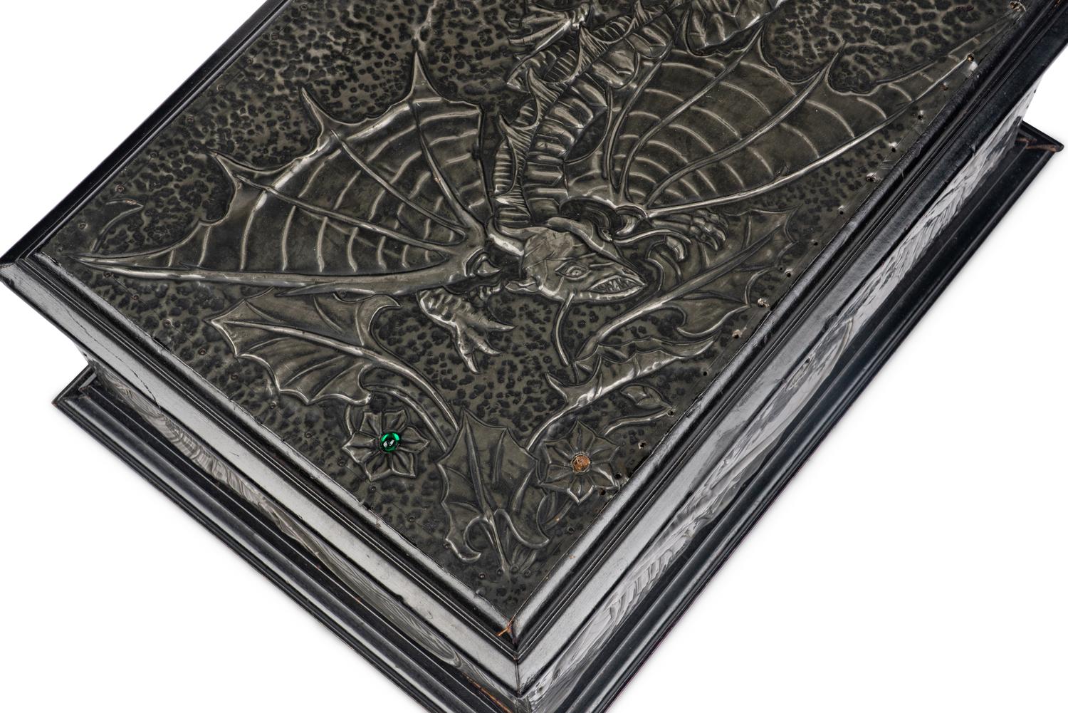 A Repousse Metal and Cabochon-Inset Humidor