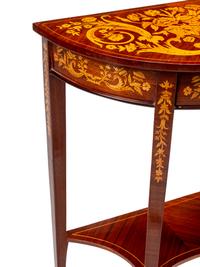 A Pair of Dutch Marquetry Demilune Side Tables
