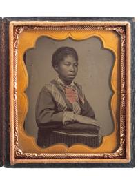 [AFRICAN AMERICANA]. Sixth plate tintype of lovely young African American girl. Ca early 1860s.