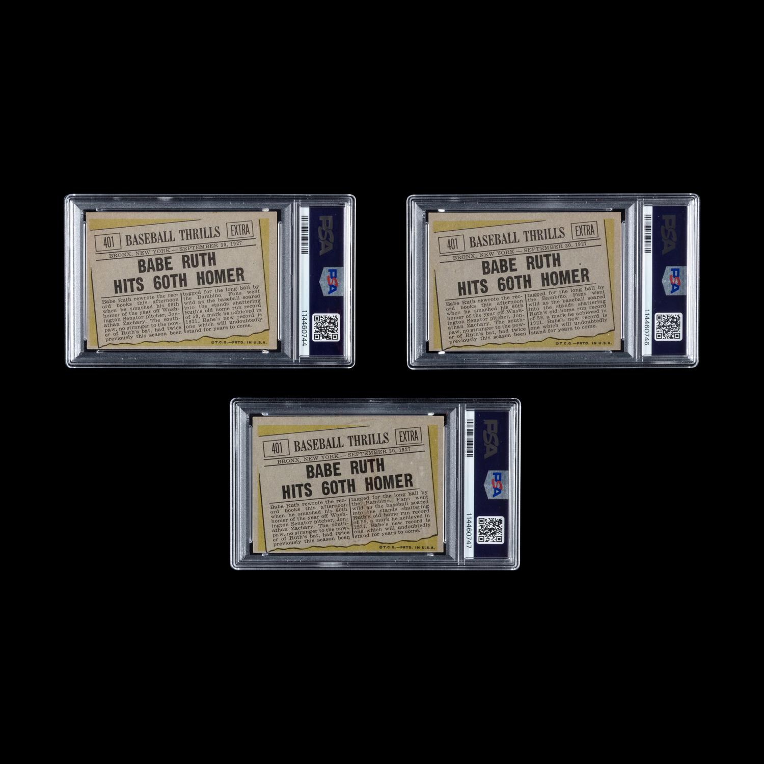 A Collection of PSA Graded 1961 Topps Babe Ruth Baseball Cards No. 401