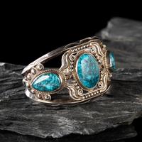 Fred Peshlakai (Diné, 1896-1975) — Silver and Lone Mountain Turquoise Cuff Bracelet