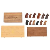 Group of 3 Handgun Display Boxes and Several Sets of Various Revolver Grips