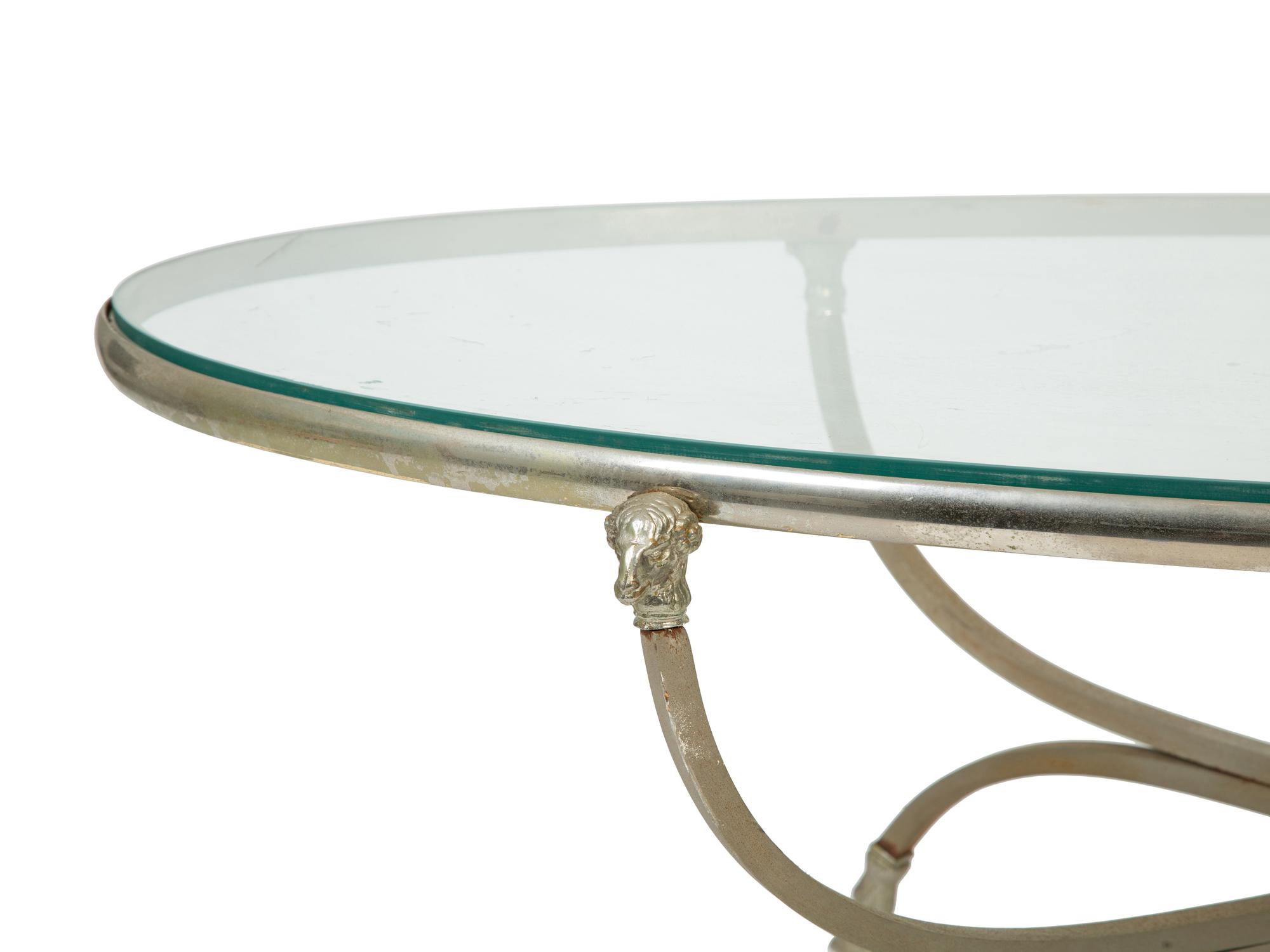 A Neoclassical Steel and Silver Plate Low Table in the Style of Maison Jansen