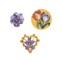 COLLECTION OF ENAMEL FLOWER PINS