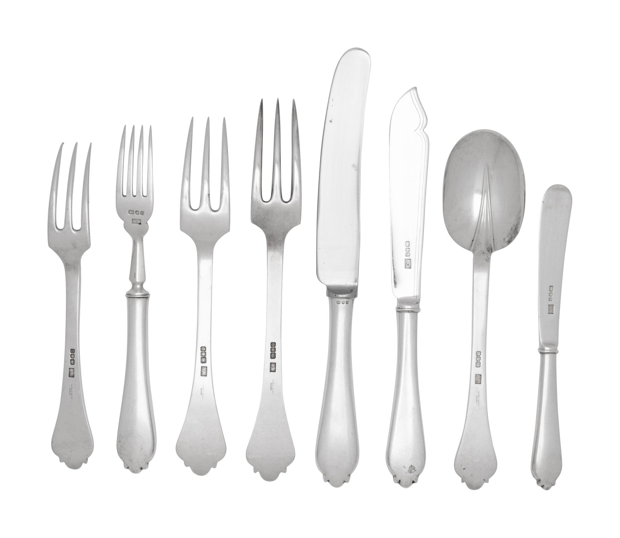 An English Silver Flatware Service