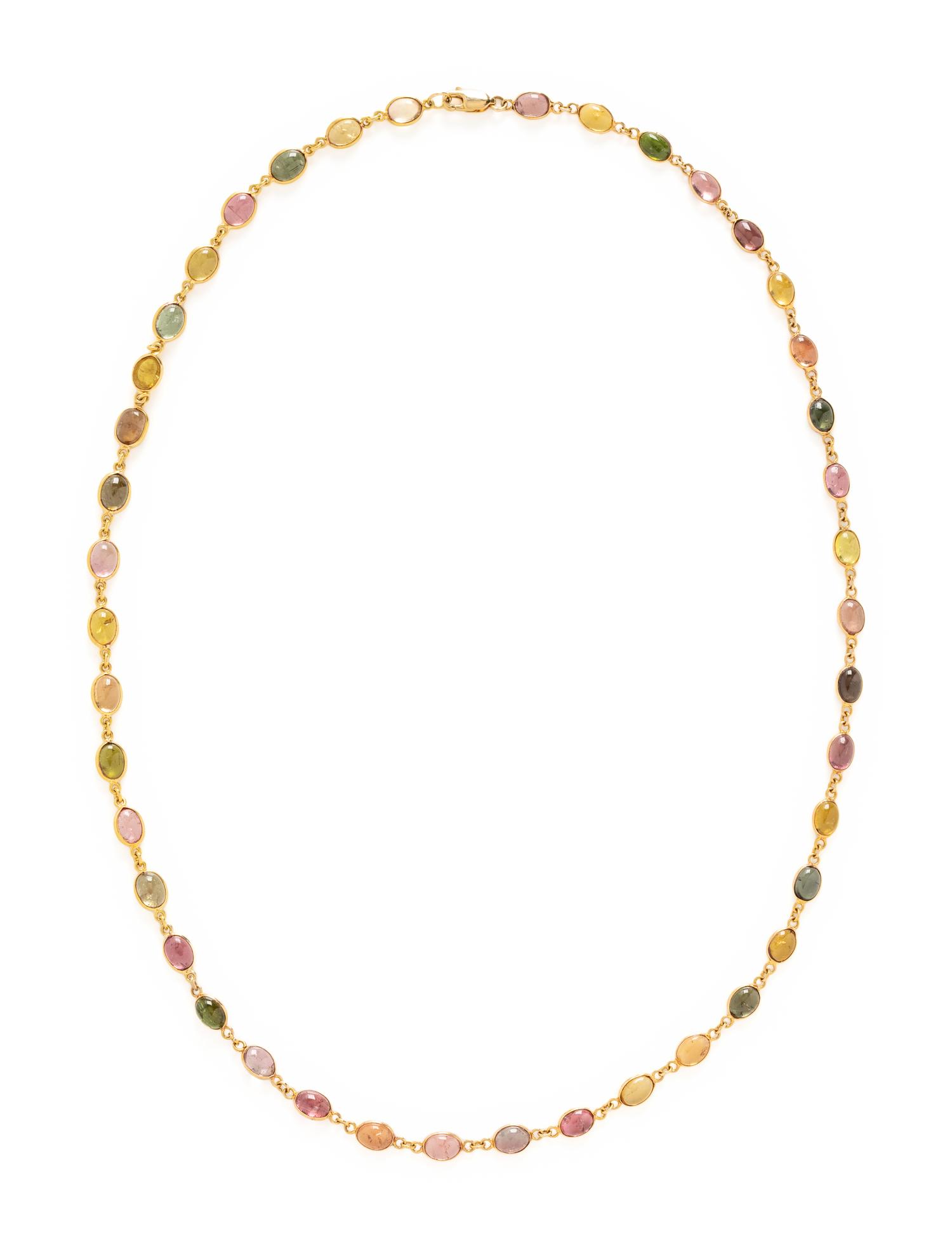YELLOW GOLD AND MULTICOLOR TOURMALINE NECKLACE