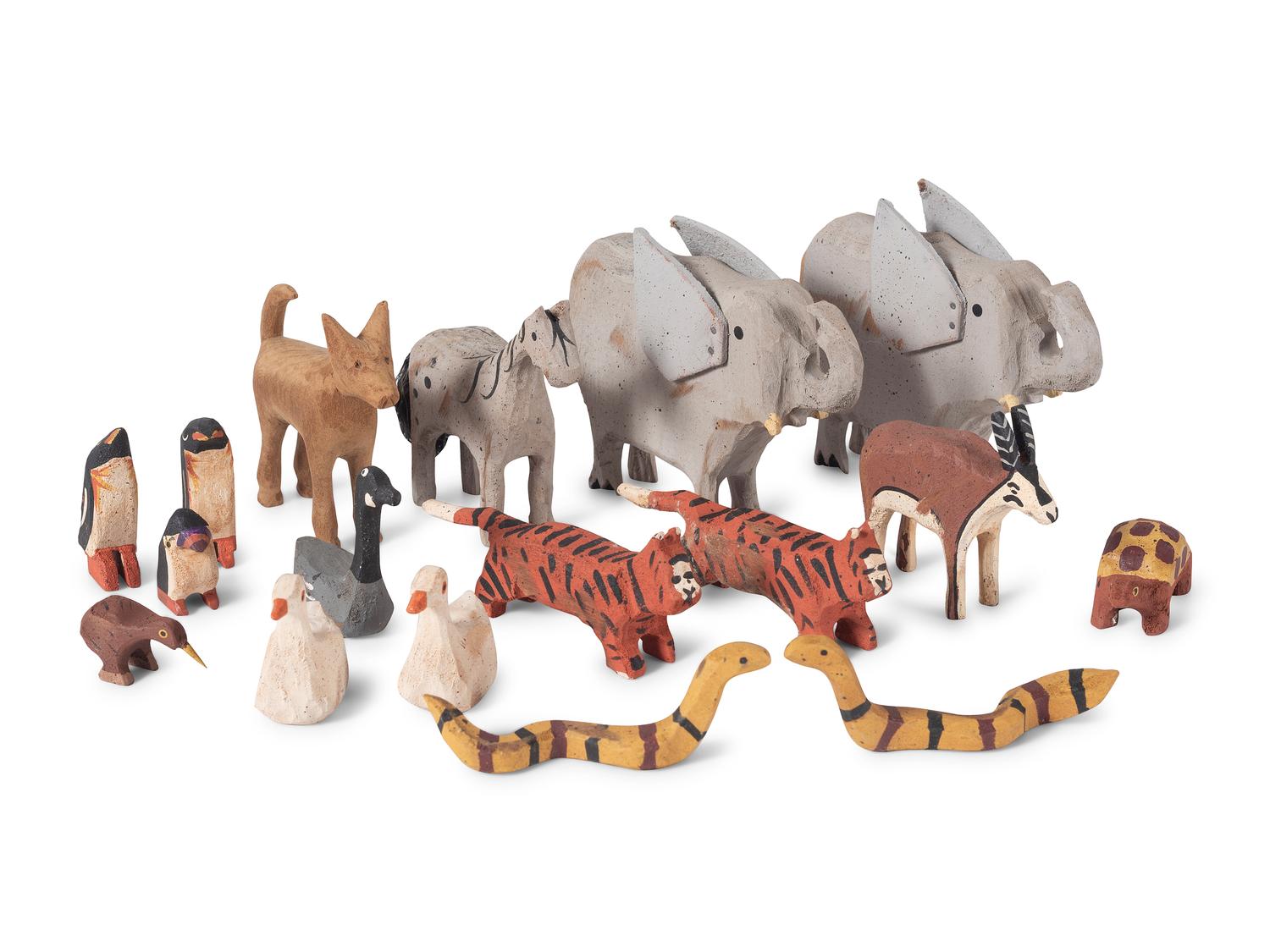 A Folk Art Painted Wood and Metal Noah's Ark by Barry Grosscup