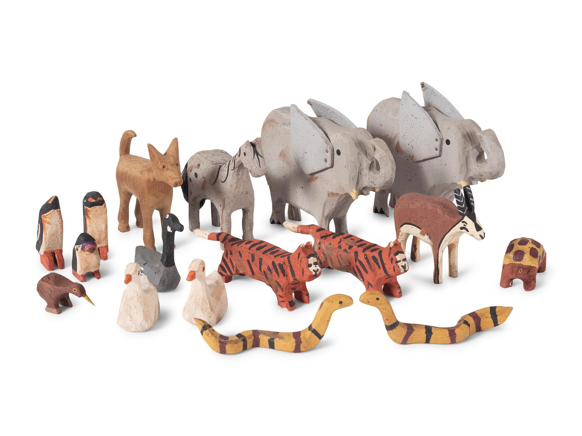 A Folk Art Painted Wood and Metal Noah's Ark by Barry Grosscup