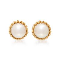 TIFFANY & CO., MABÉ PEARL AND YELLOW GOLD EARRINGS