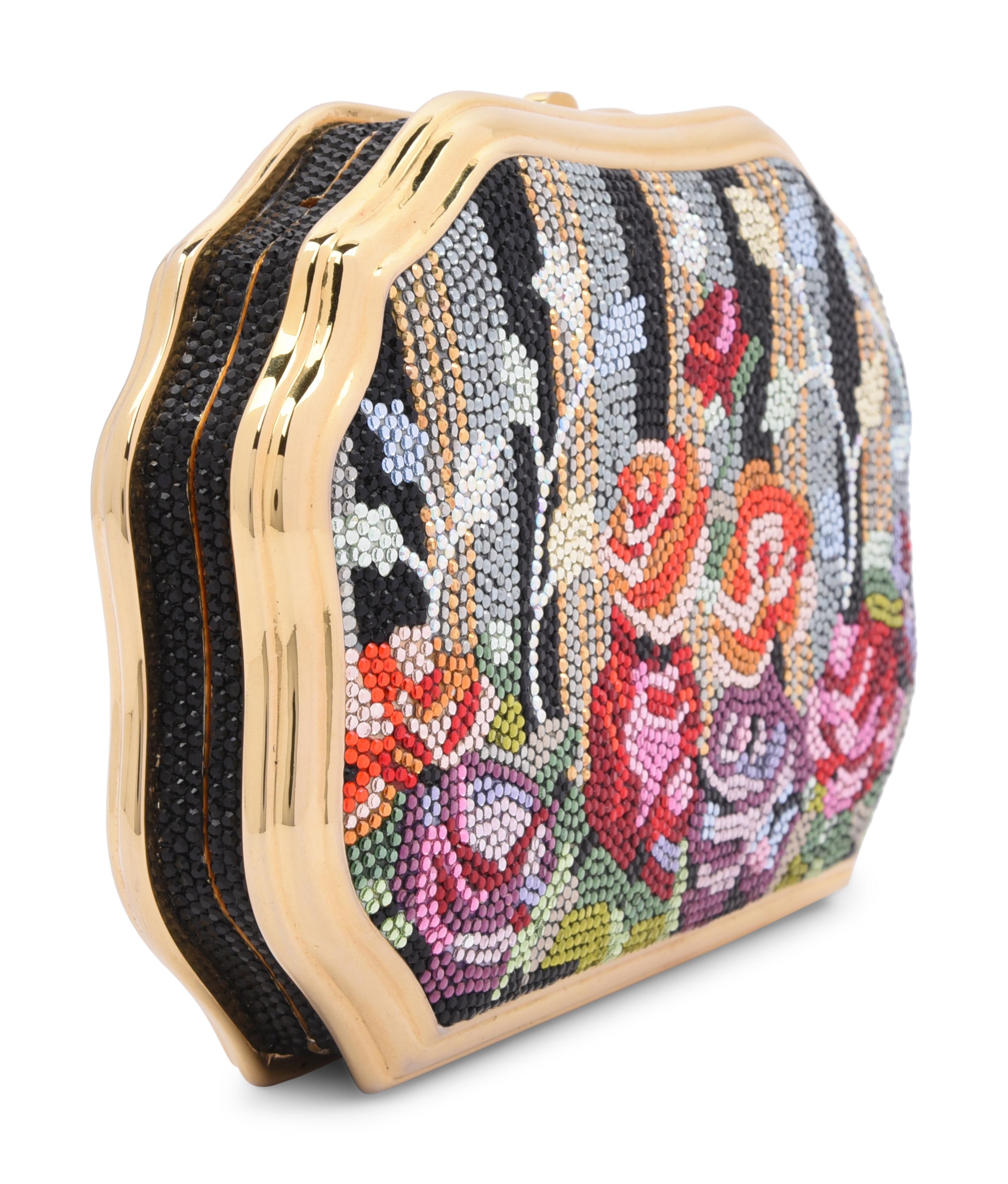 Judith Leiber Floral and Stripe Padded Minaudière
