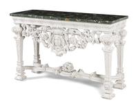 A Louis XIV Style White-Painted Marble-Top Console Table