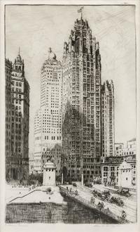 [CHICAGO]. DAHLGREEN, Charles W. (1864-1955). A group of 8 etchings of Chicago landmarks and scenes, ca 1910-1933, comprising:
