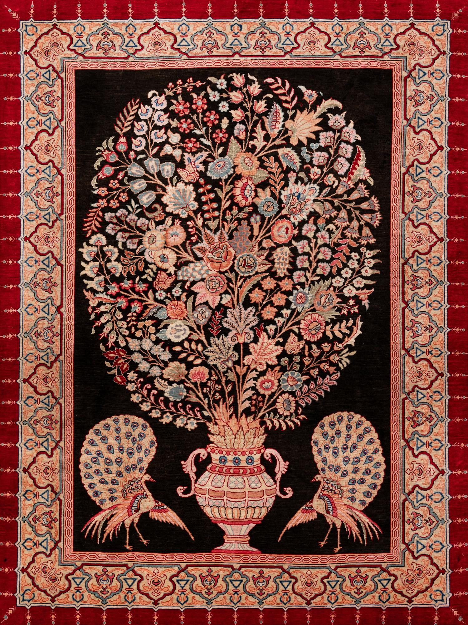 A Pair of Qum Silk and Wool Pictorial Rugs