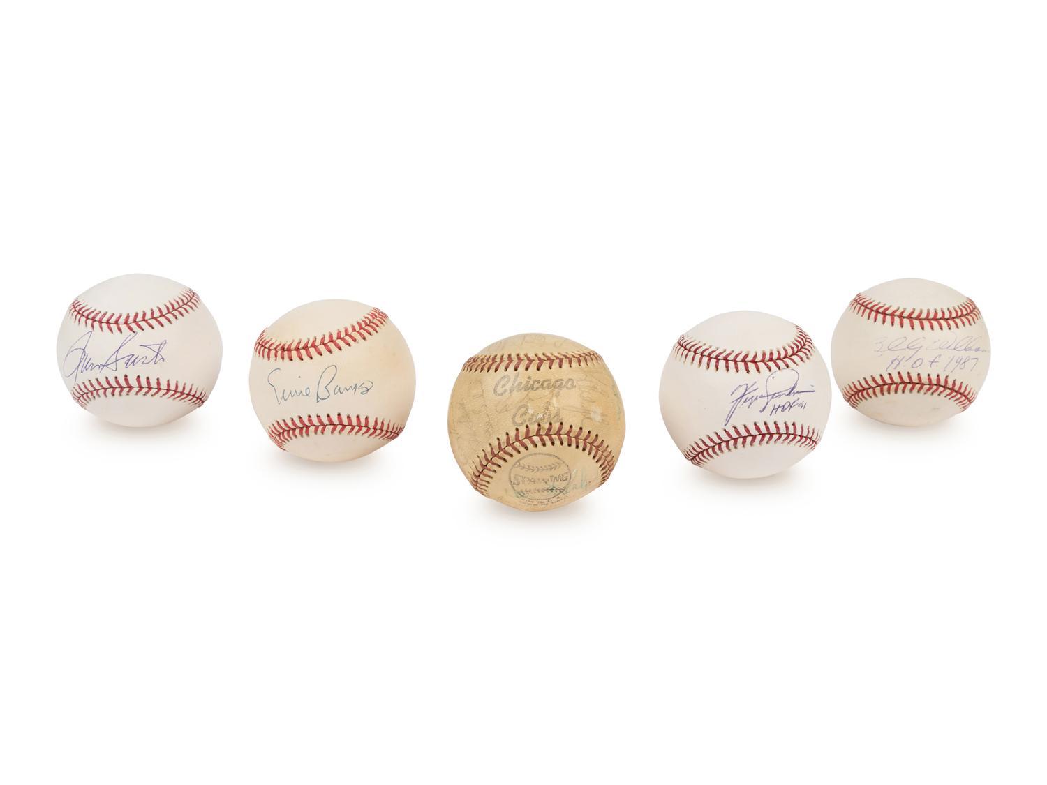 A Group of Chicago Cubs Hall of Fame Signed Autograph Baseballs and a 1973 Team Signed Baseball (Beckett Authentication Services Certified),