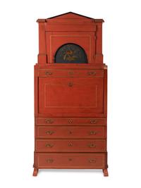 A North European Red-Painted Bureau Cabinet