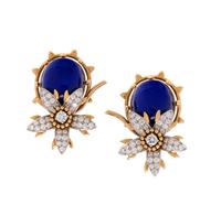 TIFFANY & CO., SCHLUMBERGER, LAPIS LAZULI AND DIAMOND EARCLIPS
