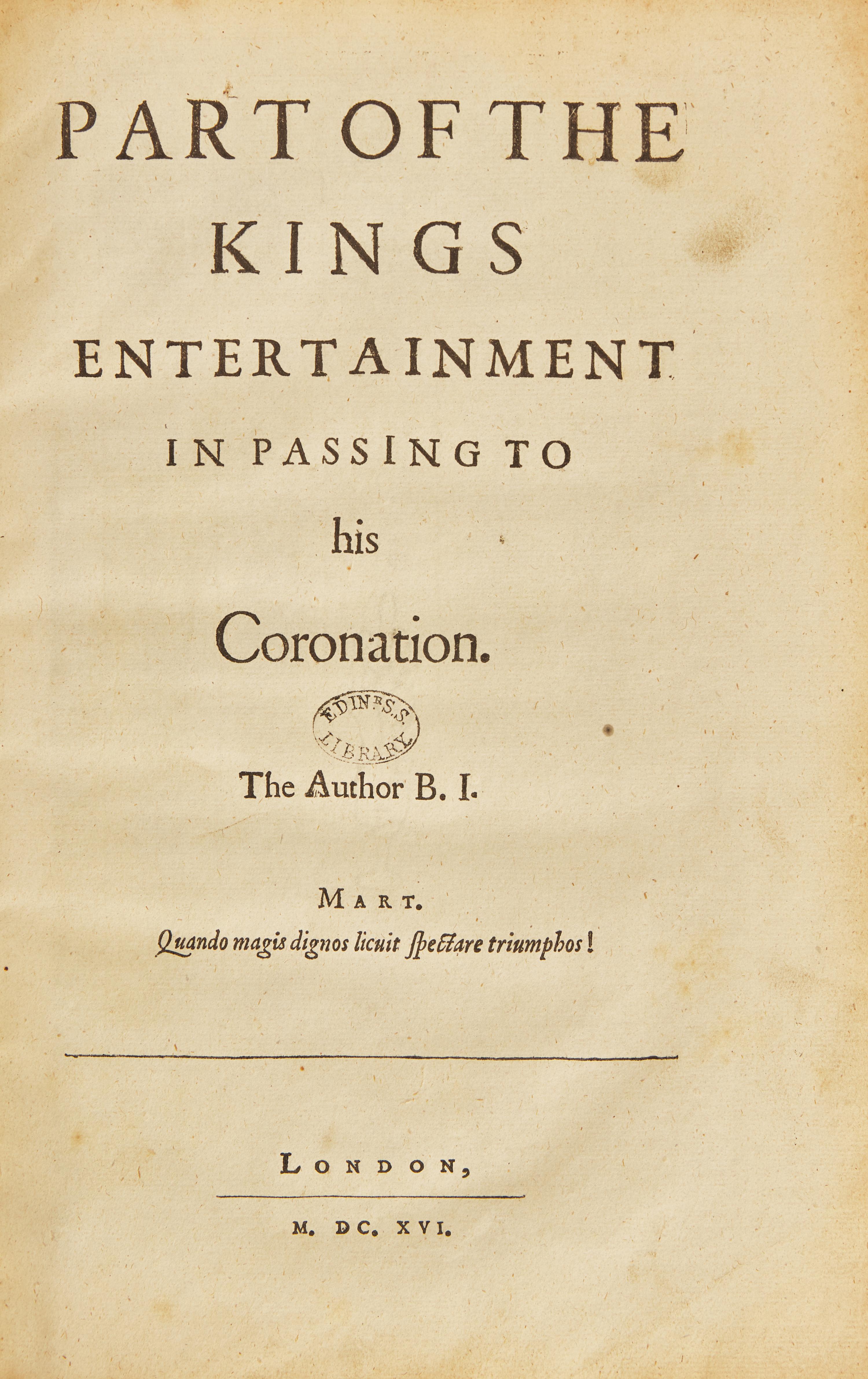 [Literature] Jonson, Ben. Extract from "The Workes of Benjamin Jonson"