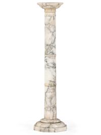 A Neoclassical White and Gray Marble Pedestal