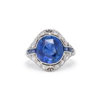 MARCUS & CO., CEYLON SAPPHIRE AND DIAMOND RING