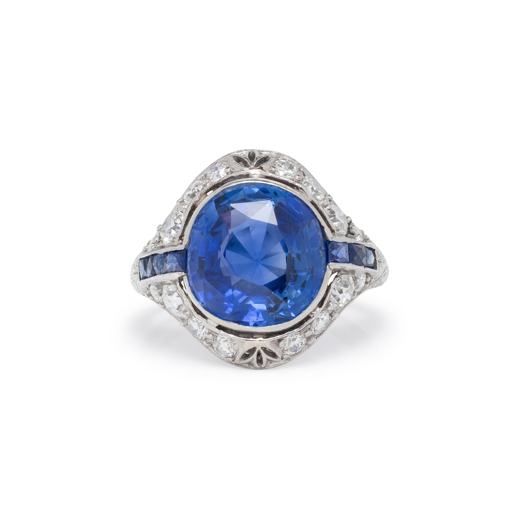 MARCUS & CO., CEYLON SAPPHIRE AND DIAMOND RING